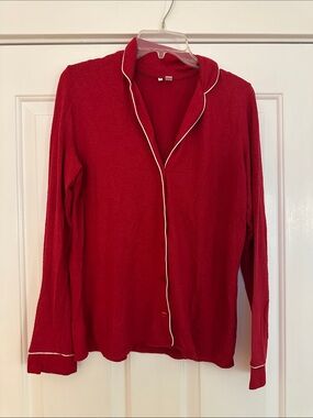 Nordstrom Red Long-Sleeve Top with White Piping